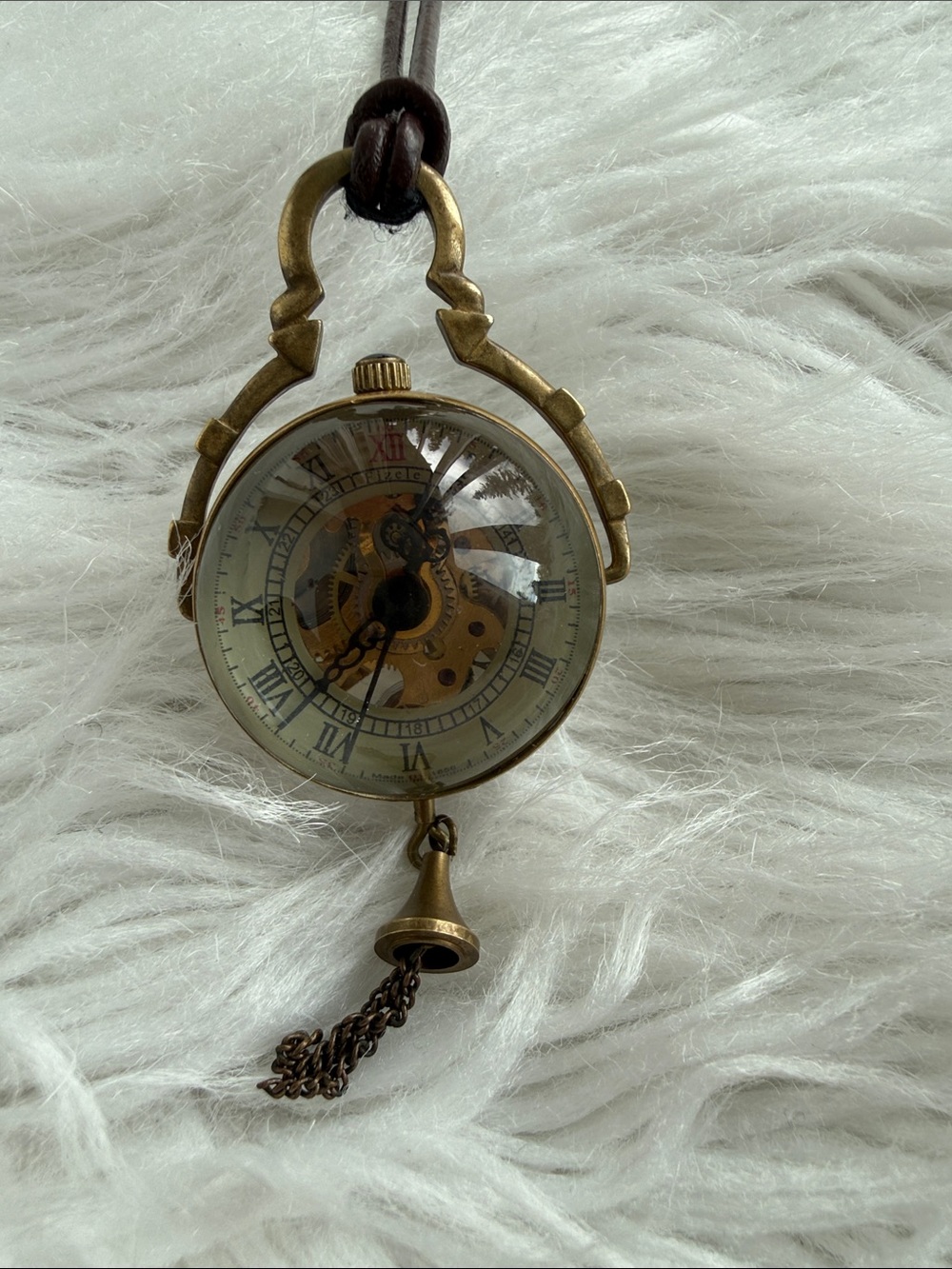 Antique-Style steampunk style Pocket Watch Necklace in Antique Brass